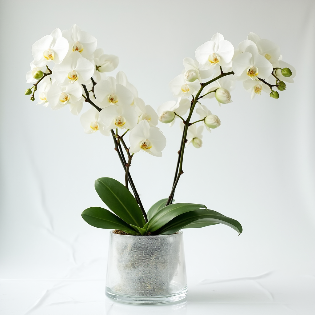 Özel Saksıda Çift Dal Phalaenopsis Orkide