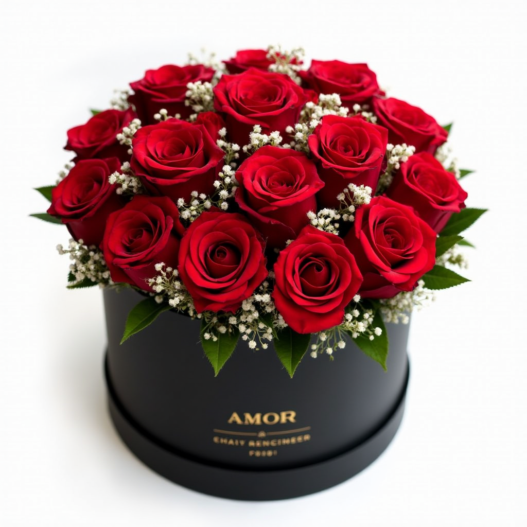 SİYAH PREMİUM KUTUDA 15 ADET GÜL